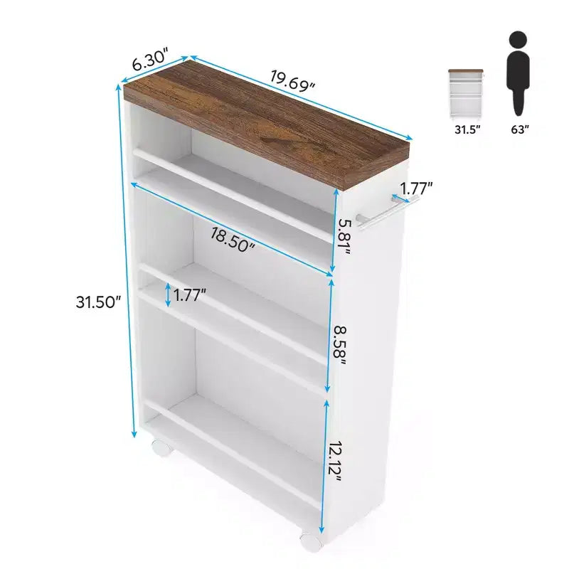 MAYEERTY Chariot de rangement mince et peu encombrant, organiseur roulant étroit à 3 niveaux pour cuisine et salle de bain