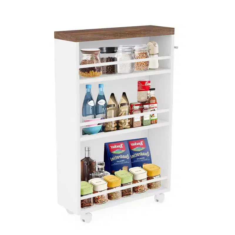 MAYEERTY Chariot de rangement mince et peu encombrant, organiseur roulant étroit à 3 niveaux pour cuisine et salle de bain