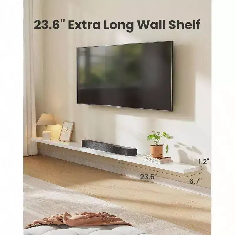 Ensemble de 3 étagères murales flottantes blanches de 60 cm de long pour salle de bain, salon, chambre à coucher, cuisine, décoration murale avec supports