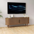 AEELLEEA TV Stand MDF Mid Century Modern Media Console Table Entertainment Center with Storage Handle Door for Living Room Office Walnut
