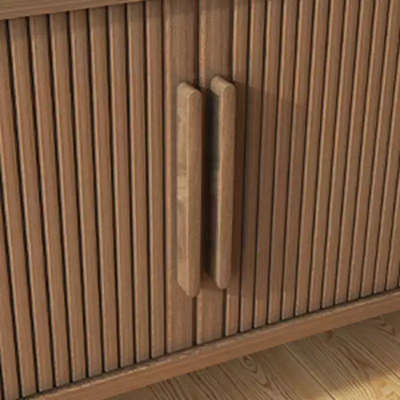 Meuble TV AEELLEEA, en MDF, console multimédia, meuble TV de style moderne du milieu du siècle avec rangement et portes à poignées pour salon, bureau, (Noyer)