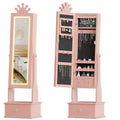 Kids Jewelry Armoire, Freestanding Vanity Full-Length Mirror & 3 Storage Drawers for Girls