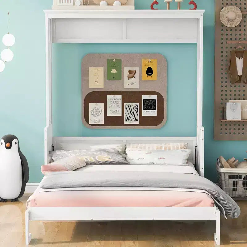 Lit escamotable Queen Size avec bureau, rabattable, mural, cadre de lit Murphy peu encombrant, multifonctionnel pour appartements