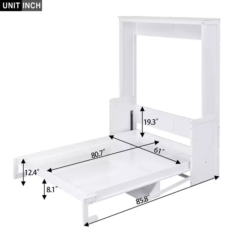 Lit escamotable Queen Size avec bureau, rabattable, mural, cadre de lit Murphy peu encombrant, multifonctionnel pour appartements
