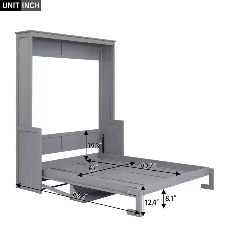 Lit escamotable Queen Size avec bureau, rabattable, mural, cadre de lit Murphy peu encombrant, multifonctionnel pour appartements