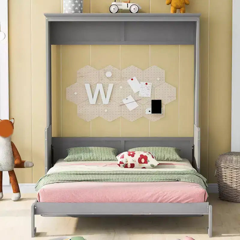 Lit escamotable Queen Size avec bureau, rabattable, mural, cadre de lit Murphy peu encombrant, multifonctionnel pour appartements