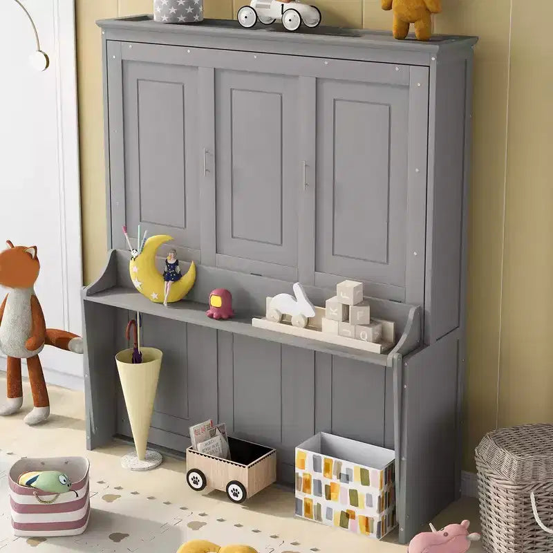 Lit escamotable Queen Size avec bureau, rabattable, mural, cadre de lit Murphy peu encombrant, multifonctionnel pour appartements