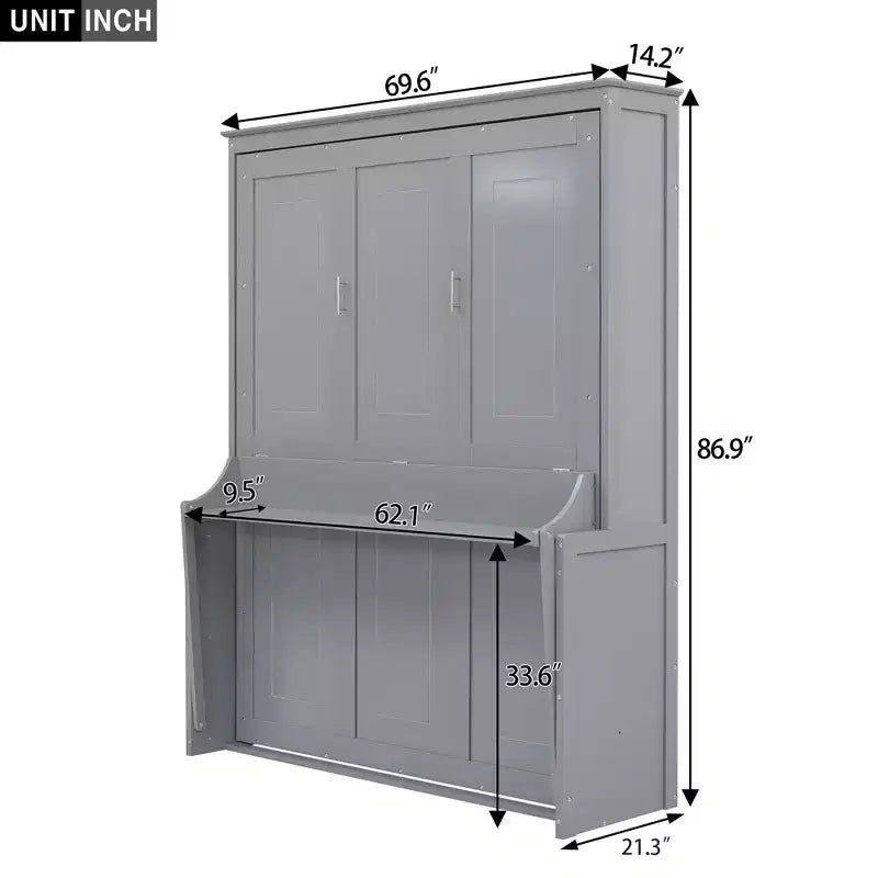 Lit escamotable Queen Size avec bureau, rabattable, mural, cadre de lit Murphy peu encombrant, multifonctionnel pour appartements