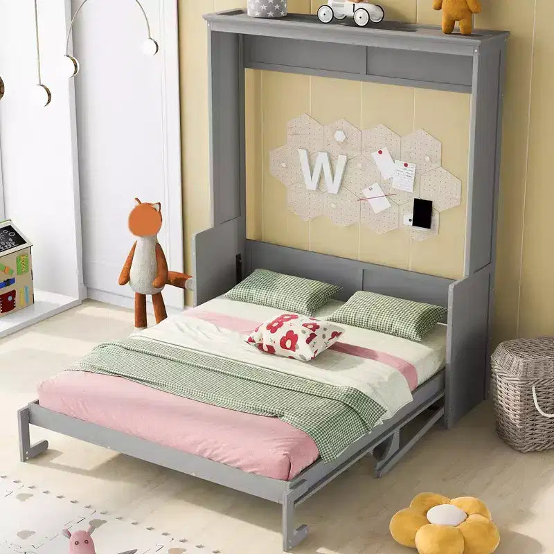 Lit escamotable Queen Size avec bureau, rabattable, mural, cadre de lit Murphy peu encombrant, multifonctionnel pour appartements