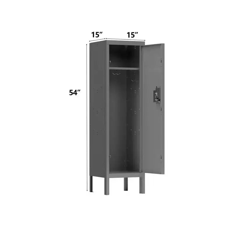 Armoire de rangement en acier à casier simple avec 2 compartiments séparés pour la maison, le bureau, l'école, la salle de sport, la chambre, gris
