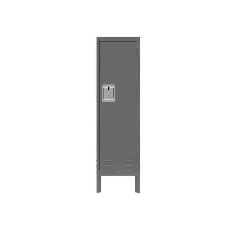 Armoire de rangement en acier à casier simple avec 2 compartiments séparés pour la maison, le bureau, l'école, la salle de sport, la chambre, gris