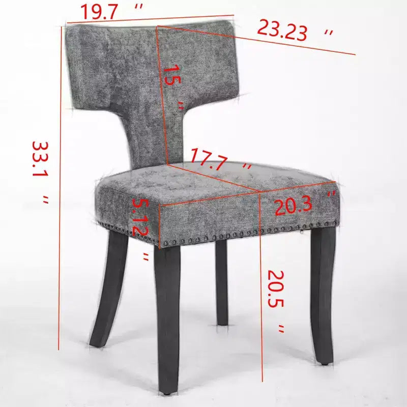 TUYOHW Lot de 2 chaises de salle à manger de ferme, chaises d'appoint modernes du milieu du siècle en tissu de lin doux avec pieds en bois massif, garniture cloutée pour la décoration intérieure