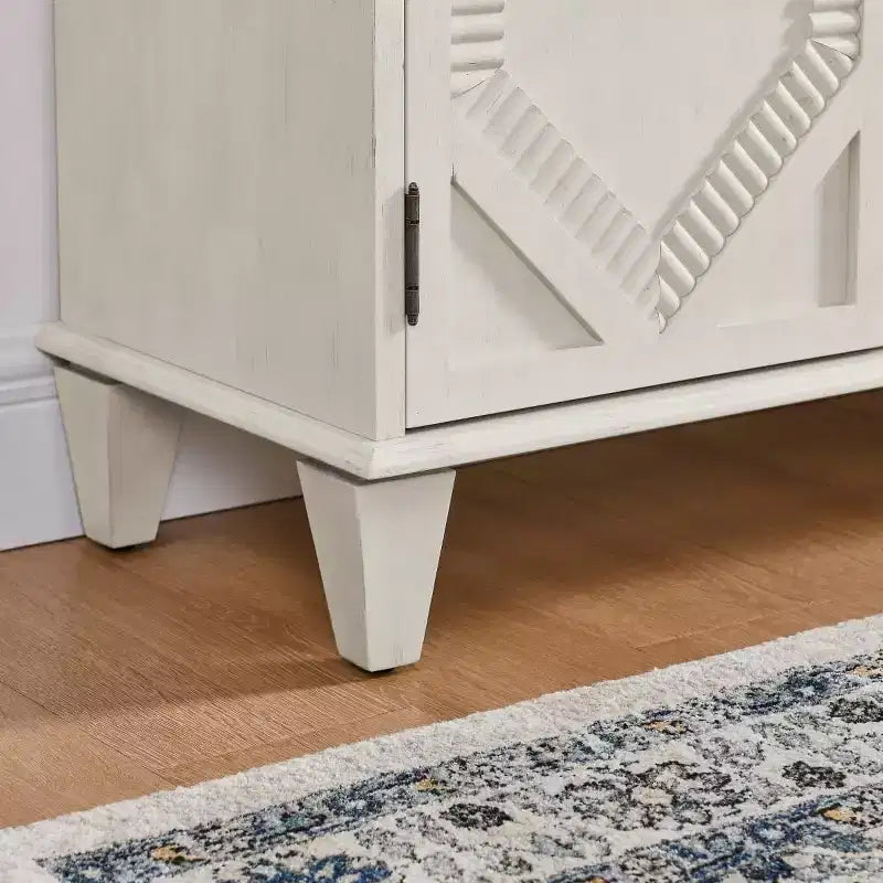 65 Buffet Mid-Century Modern, Grand meuble console de rangement avec portes géométriques et étagère réglable - Panipeachy