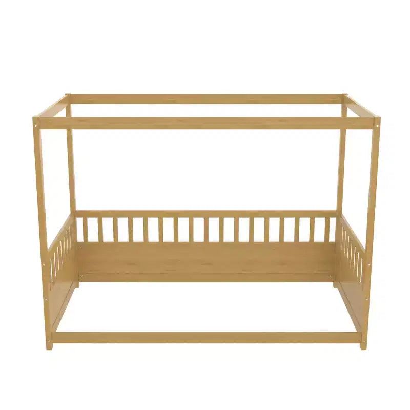 TUYOHW Lit à baldaquin moderne et minimaliste avec barrières de sécurité, cadre de lit Montessori en pin taille jumeau/double, aucun sommier tapissier requis