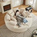 78.5in Corduroy Round Oversized Recliner, 2 in 1 Sofa Bed Converts into Two Recliners, Neck Pillow Design With Five Throw Pillows, No Assembly