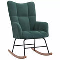 vidaXL Rocking Chair Accent Side Chair Padded Seat for Living Room Velvet - Dark Green Without Footrest