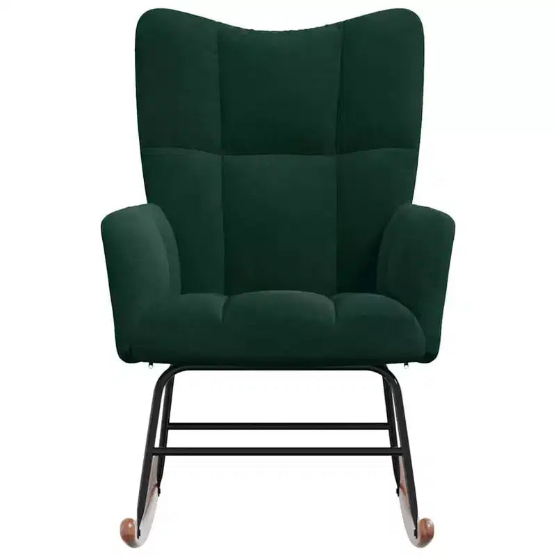 vidaXL Fauteuil à bascule d'appoint Rembourré pour Salon Velours - Vert foncé Sans repose-pieds