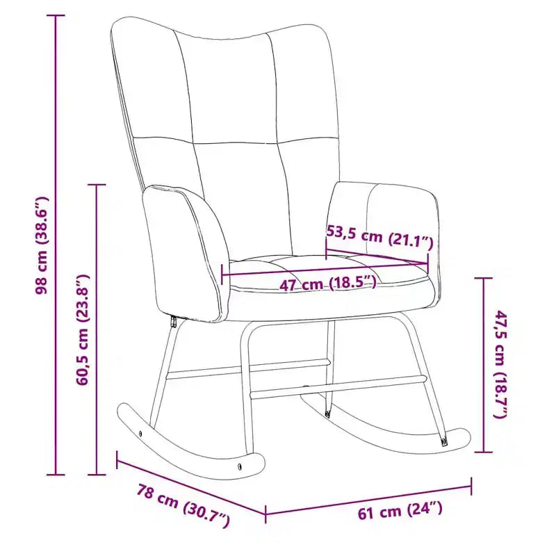 vidaXL Fauteuil à bascule d'appoint Rembourré pour Salon Velours - Vert foncé Sans repose-pieds
