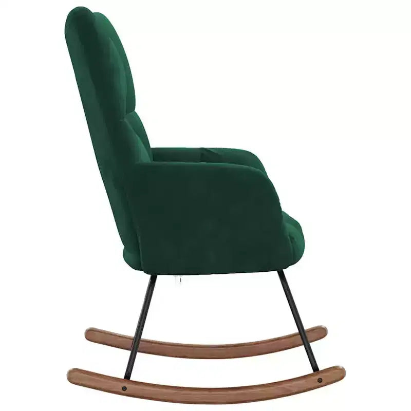 vidaXL Fauteuil à bascule d'appoint Rembourré pour Salon Velours - Vert foncé Sans repose-pieds