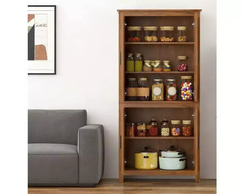 Meuble de rangement autoportant Okak Farmhouse avec 4 portes et étagères réglables, bibliothèque de rangement pour salon, cuisine
