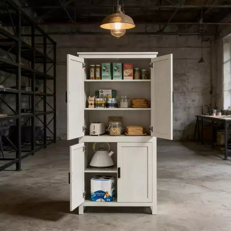 Meuble de rangement autoportant Okak Farmhouse avec 4 portes et étagères réglables, bibliothèque de rangement pour salon, cuisine