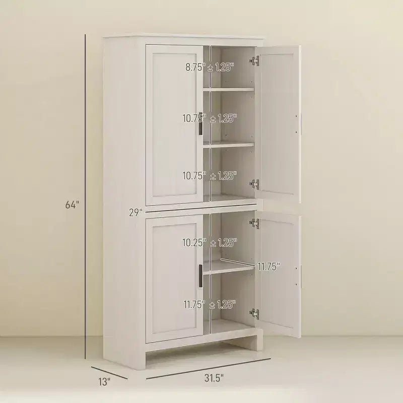 Meuble de rangement autoportant Okak Farmhouse avec 4 portes et étagères réglables, bibliothèque de rangement pour salon, cuisine