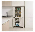 Okak Farmhouse Freestanding Kitchen Pantry Cabinet with 4 Doors & Adjustable Shelves,Storage Cabinet Bookcase for Living Room,Kitchen