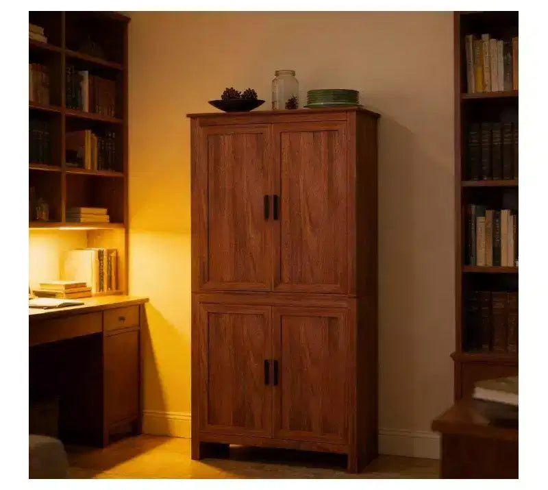 Meuble de rangement autoportant Okak Farmhouse avec 4 portes et étagères réglables, bibliothèque de rangement pour salon, cuisine