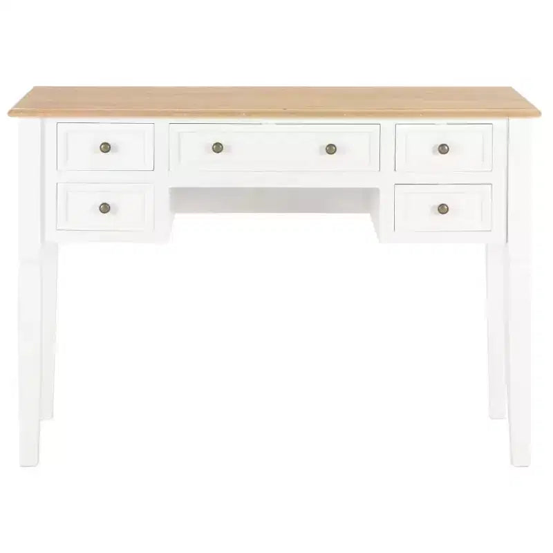 vidaXL Bureau Blanc et Marron en Bois d'Ingénierie et Bois de Pin Standard
