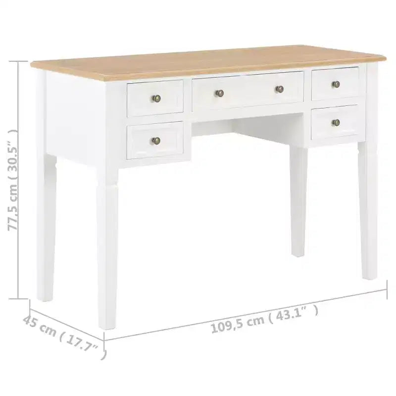 vidaXL Bureau Blanc et Marron en Bois d'Ingénierie et Bois de Pin Standard