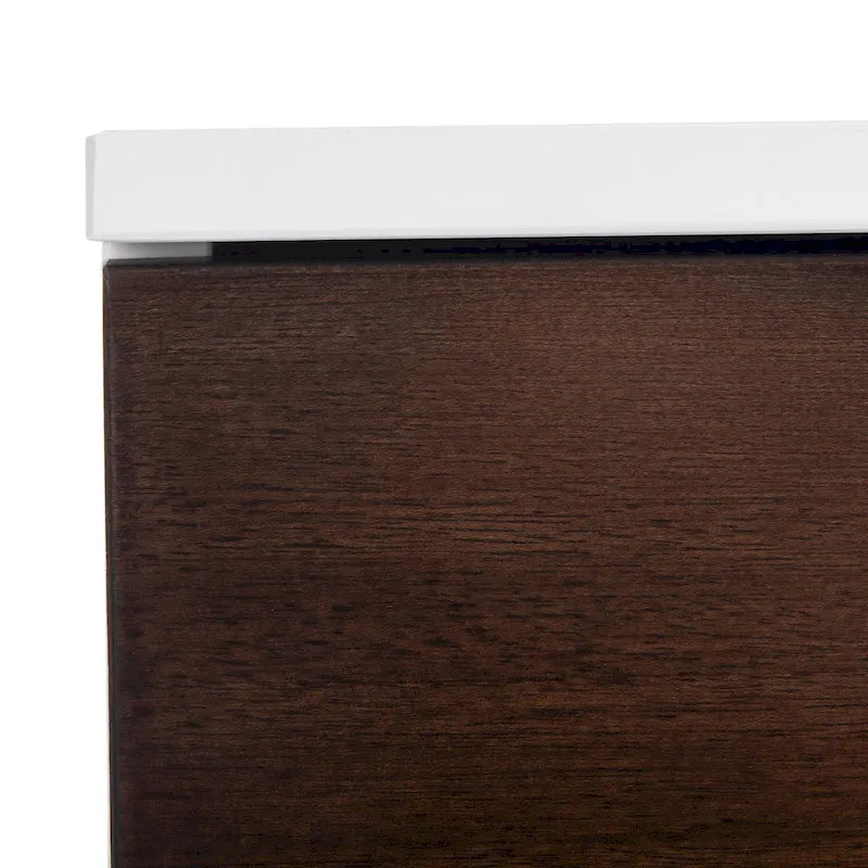 Walnut & White 2-Drawer Nightstand with Gold Pulls