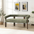 Green+Brown / Beige+Natural / Black+Brown 2-Seat Loveseat, C-Back Round Armrest, Rubberwood Frame