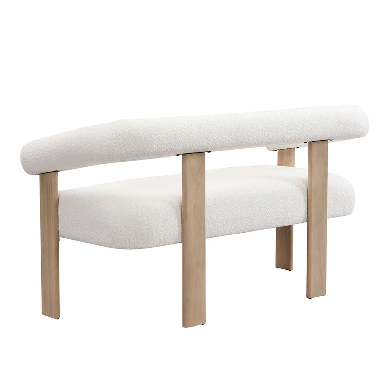 Green+Brown / Beige+Natural / Black+Brown 2-Seat Loveseat, C-Back Round Armrest, Rubberwood Frame