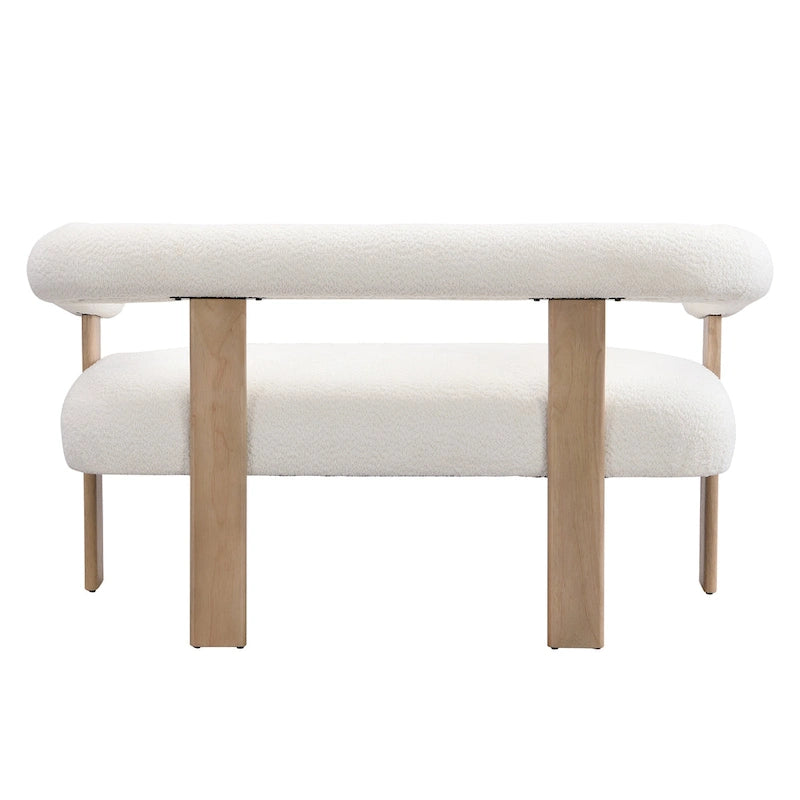 Green+Brown / Beige+Natural / Black+Brown 2-Seat Loveseat, C-Back Round Armrest, Rubberwood Frame