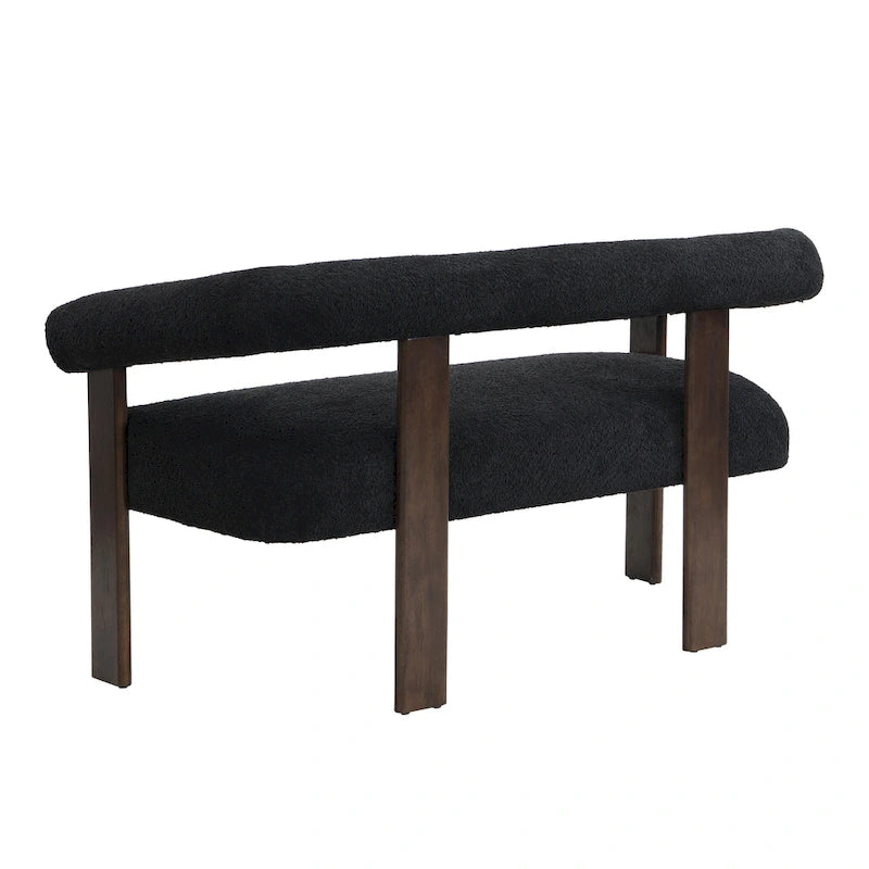 Green+Brown / Beige+Natural / Black+Brown 2-Seat Loveseat, C-Back Round Armrest, Rubberwood Frame