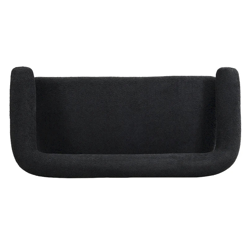 Green+Brown / Beige+Natural / Black+Brown 2-Seat Loveseat, C-Back Round Armrest, Rubberwood Frame