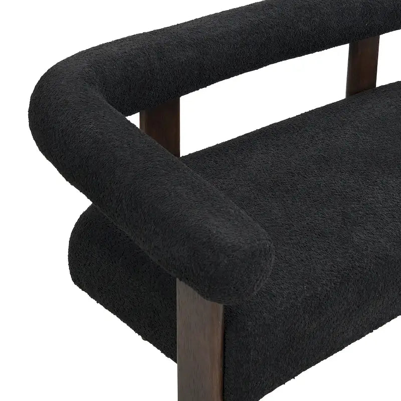 Green+Brown / Beige+Natural / Black+Brown 2-Seat Loveseat, C-Back Round Armrest, Rubberwood Frame