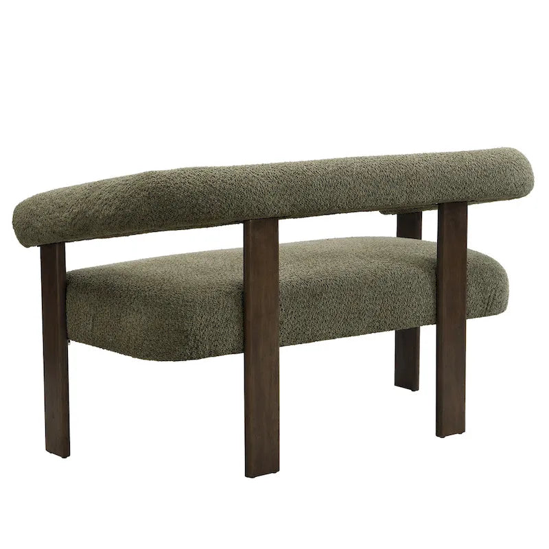 Green+Brown / Beige+Natural / Black+Brown 2-Seat Loveseat, C-Back Round Armrest, Rubberwood Frame