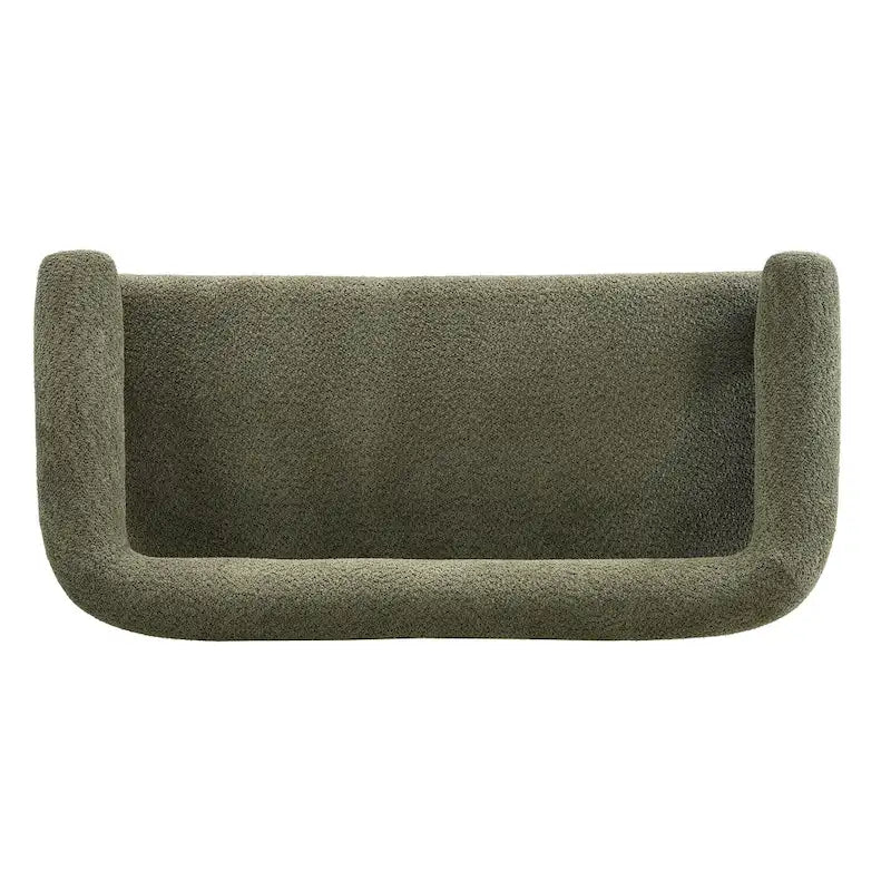 Green+Brown / Beige+Natural / Black+Brown 2-Seat Loveseat, C-Back Round Armrest, Rubberwood Frame