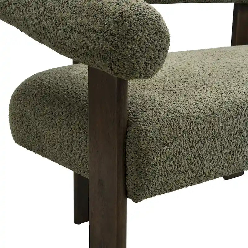Green+Brown / Beige+Natural / Black+Brown 2-Seat Loveseat, C-Back Round Armrest, Rubberwood Frame