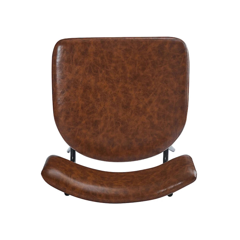 Brown PU Leather Swivel Counter Stool, Set of 2, 26" Seat Height