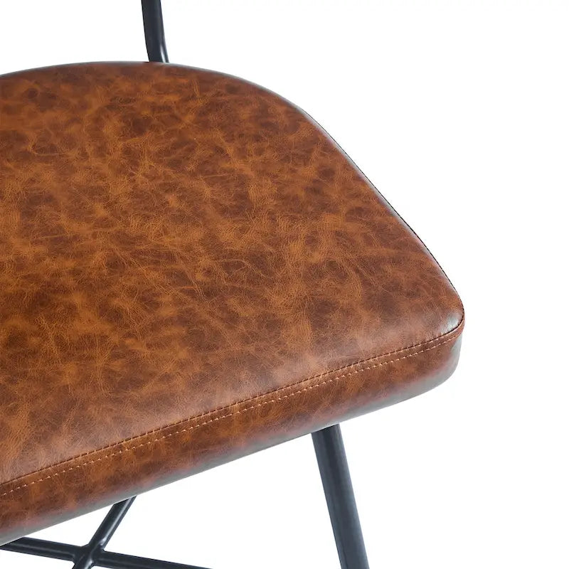 Brown PU Leather Swivel Counter Stool, Set of 2, 26" Seat Height