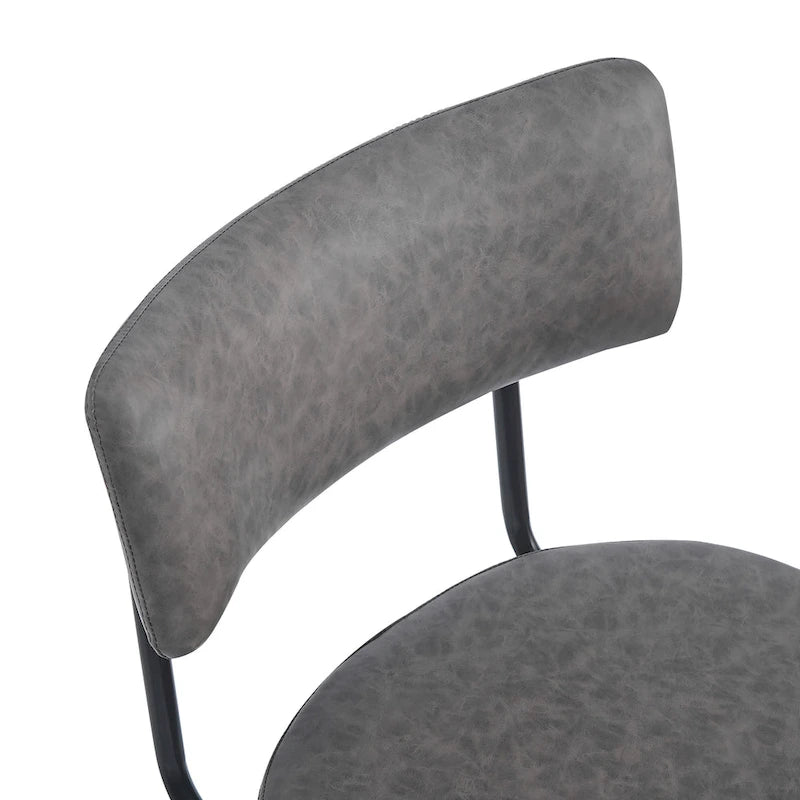 Brown PU Leather Swivel Counter Stool, Set of 2, 26" Seat Height