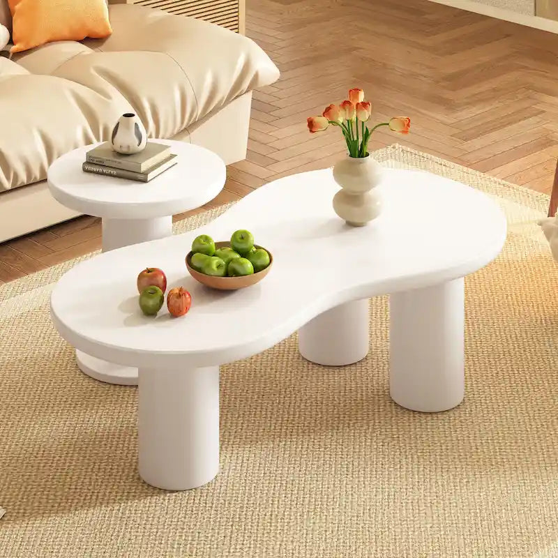 White Cloud-Shape Nesting Coffee Table Set of 2