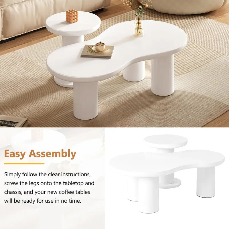 White Cloud-Shape Nesting Coffee Table Set of 2
