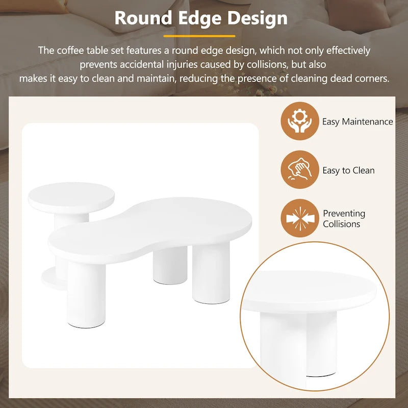 White Cloud-Shape Nesting Coffee Table Set of 2