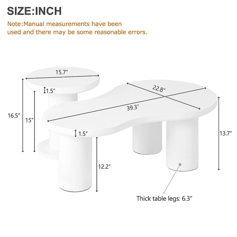 White Cloud-Shape Nesting Coffee Table Set of 2