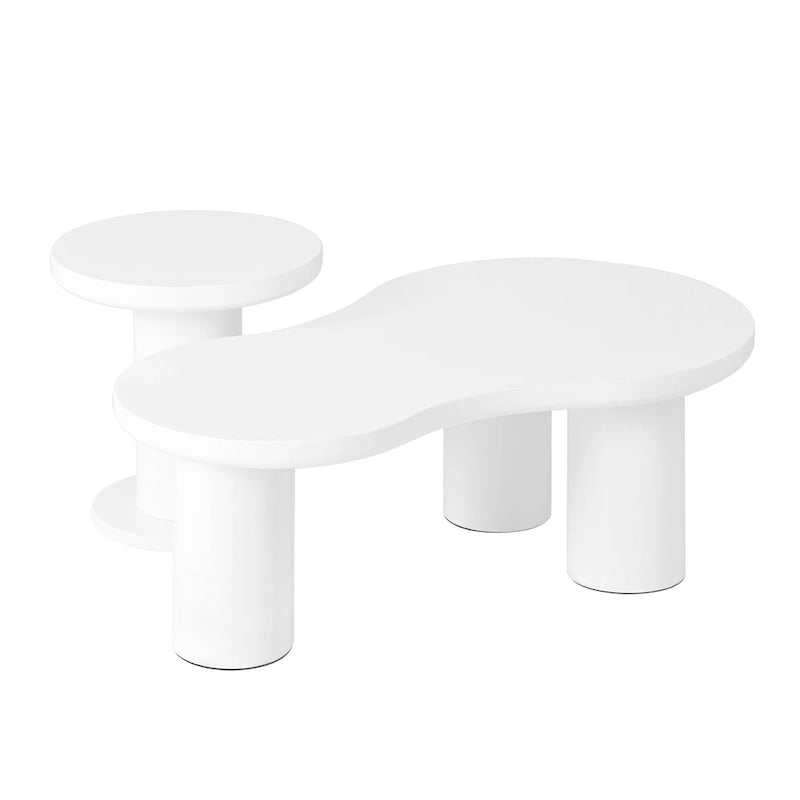 White Cloud-Shape Nesting Coffee Table Set of 2