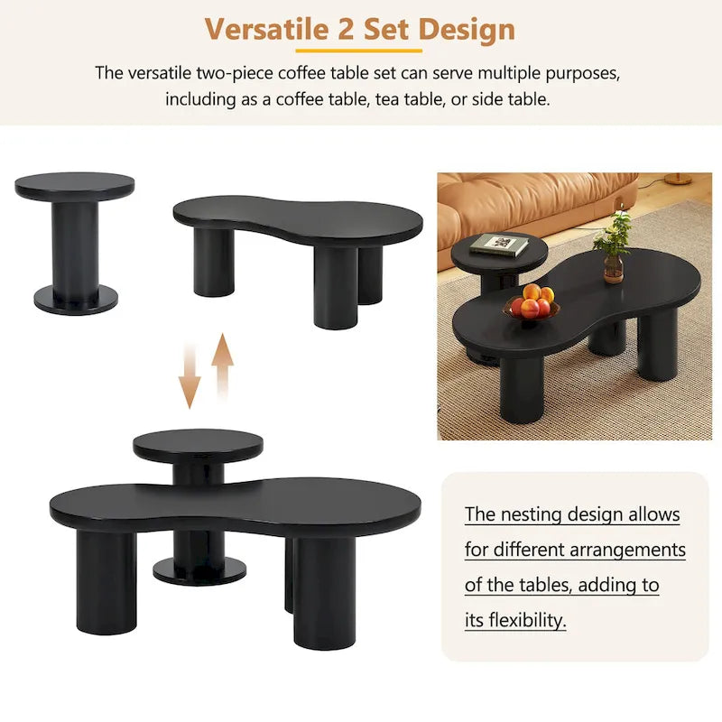 White Cloud-Shape Nesting Coffee Table Set of 2