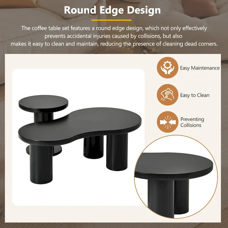 White Cloud-Shape Nesting Coffee Table Set of 2